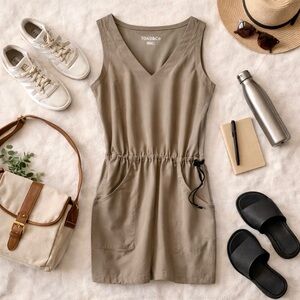 Athleisure Minimalist Utility Romper Toad&Co Eco Travel Pocket Dress Small A52